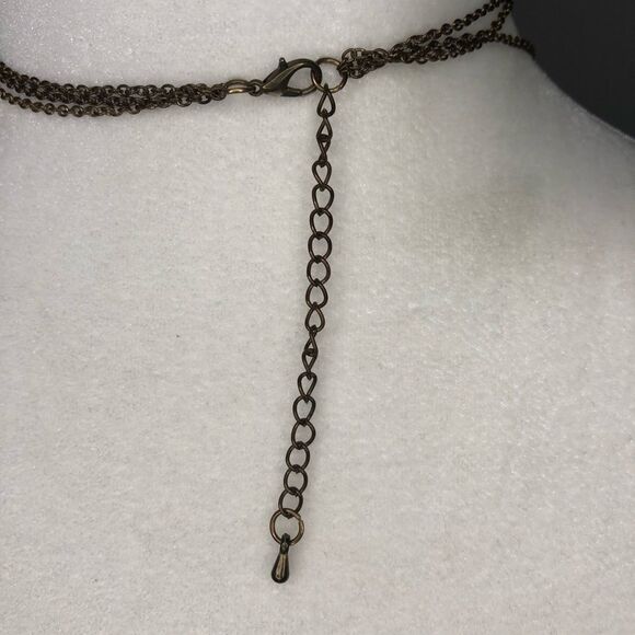 Lucky 3 Layer Elephant Trunk Up Gold Tone Necklace - Picture 5 of 5